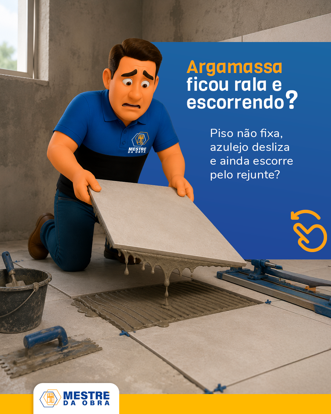 Argamassa ficou rala e escorrendo?